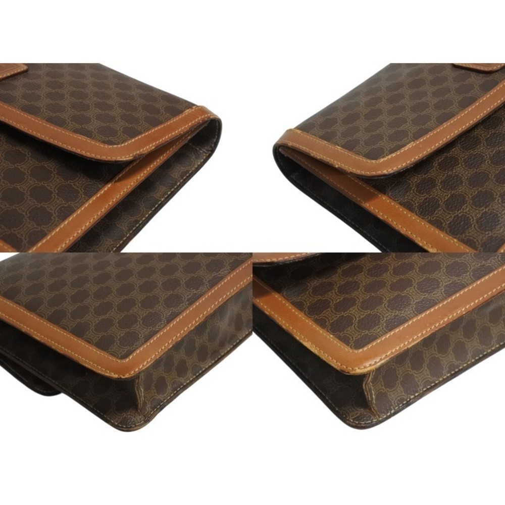 CELINE Clutch Bag Macadam Brown Leather - Picture 6 of 9